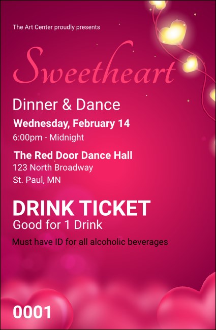 Valentines Day Lovehearts Drink Ticket Product Front