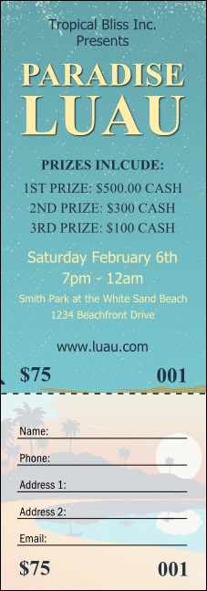 Beach Raffle Ticket Product Front