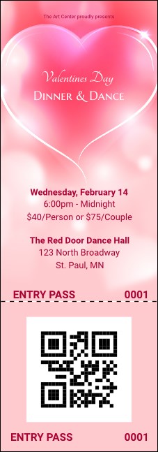 Valentines Day Date Event Ticket Product Front