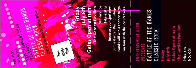 Rock Concert Pink Event Ticket Product Front