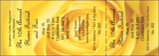 Yellow Rose Event Ticket Product Front