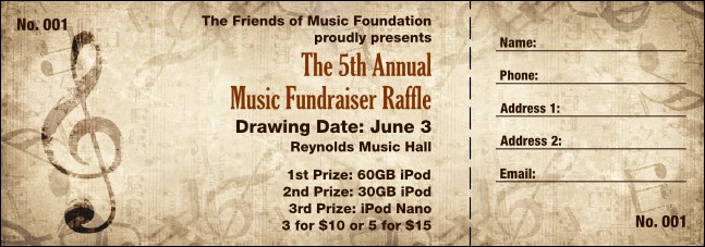 Music Festival 2 Raffle Ticket Product Front