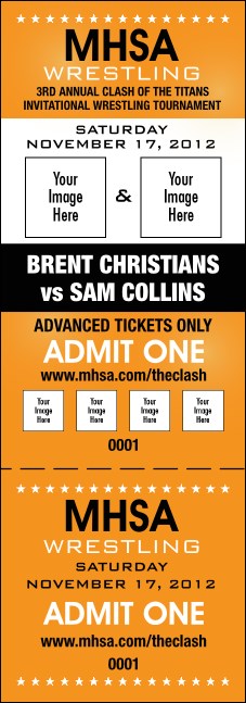 Wrestling Event Ticket (Orange) Product Front