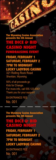 Casino Night Event Ticket Product Front