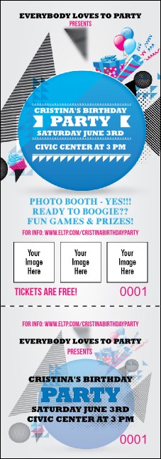 Birthday Party Geometric Event Ticket Product Front