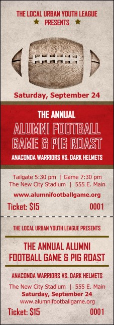 Football Red Event Ticket Product Front