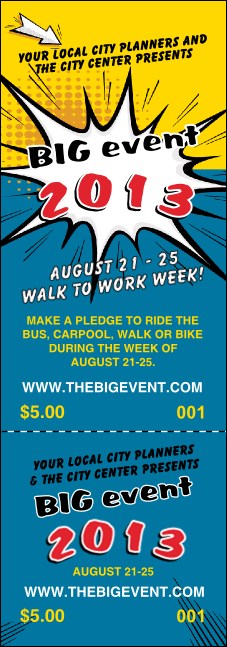 Retro Comic Book Event Ticket Product Front