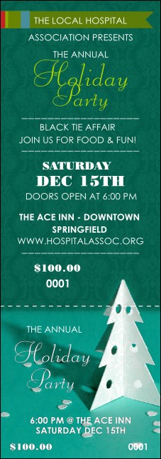 Paper Christmas Tree Event Ticket Product Front
