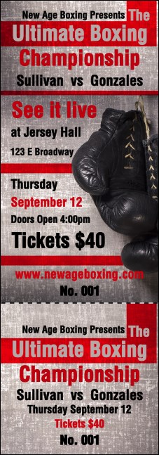 Boxing Gloves Event Ticket Product Front