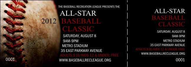 Baseball Stiches Event Ticket Product Front