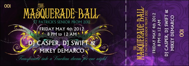 Masquerade Ball Event Ticket Product Front