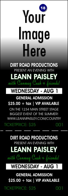 Your Photo Concert Green Event Ticket Product Front