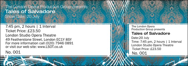 Opera Turquoise General Admission Ticket Product Front