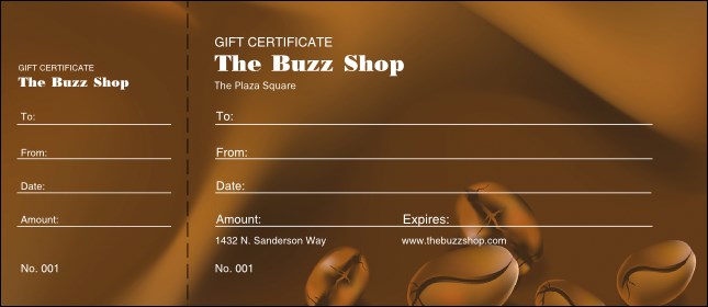 Coffee Gift Certificate Product Front