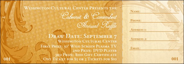Classic Year Yellow Raffle Ticket Product Front