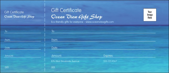 Nature Series - Blue Ocean Gift Certificate Product Front