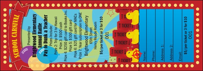 School Carnival Raffle Ticket Product Front