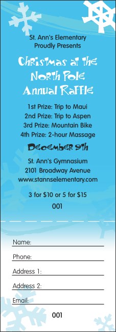Paper Snowflake Raffle Ticket Product Front