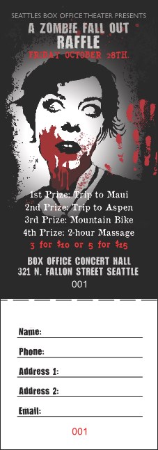 Zombie Woman Raffle Ticket Product Front