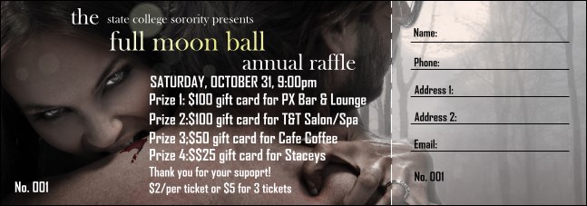 Vampire at Dusk Raffle Ticket Product Front