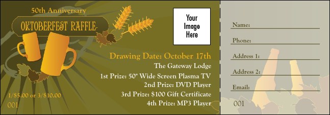 Oktoberfest Green Raffle Ticket Product Front