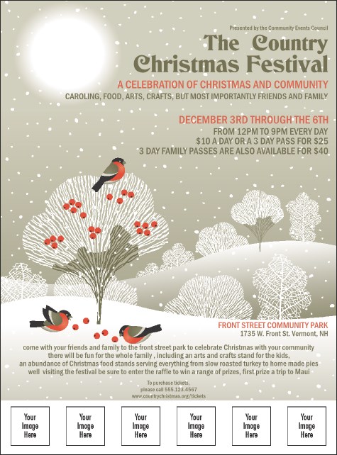 Winter Bird Flyer With Place Holder Image Product Front