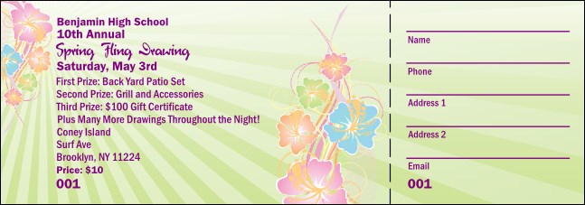 Spring Fling Raffle Ticket Product Front