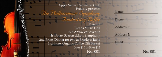 Symphony Raffle ticket Product Front