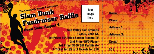 Basketball Dunk Raffle Ticket Product Front