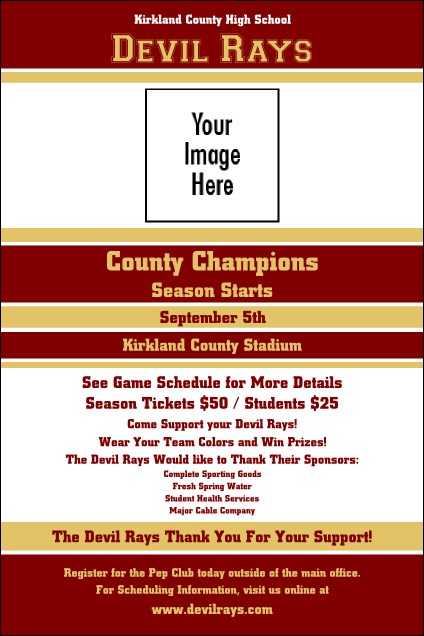 Sports Poster 001 in Maroon and Gold Product Front