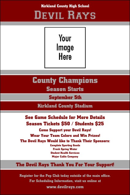 Sports Poster 001 in Maroon and Silver Product Front