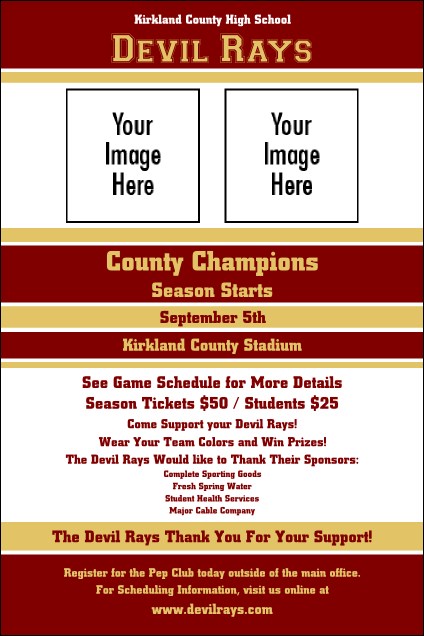 Sports Poster 002 in Maroon and Gold Product Front