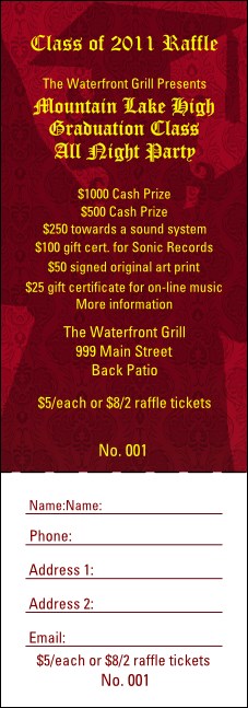 Cap and Gown Raffle Ticket Product Front