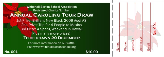 Christmas Poinsettia Raffle Ticket 001 Product Front