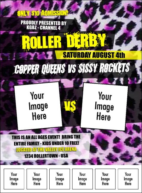 Roller Derby Pink Leopard Flyer Product Front