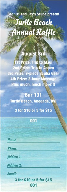 Palm Tree Raffle Ticket Product Front