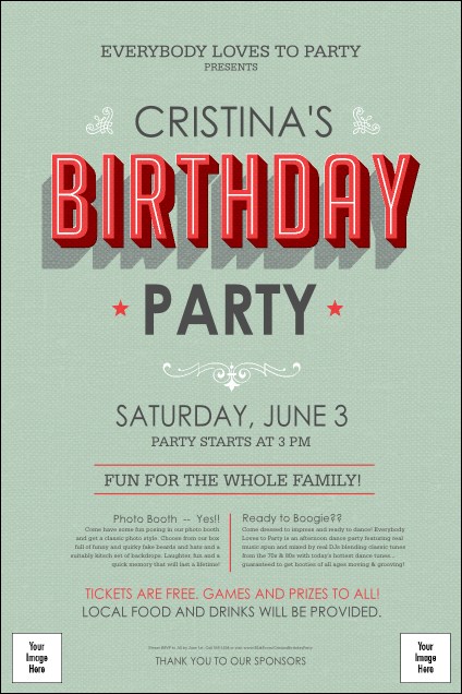 Birthday Party Green Poster Product Front
