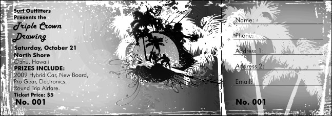 Aloha Raffle Ticket (black and white) Product Front
