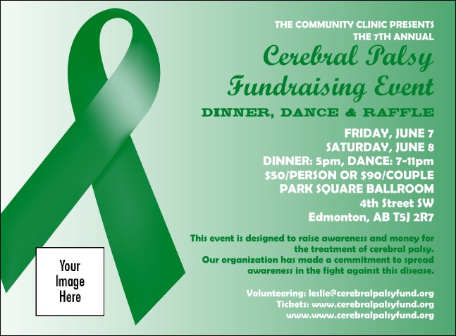 Green Ribbon Invitation Product Front