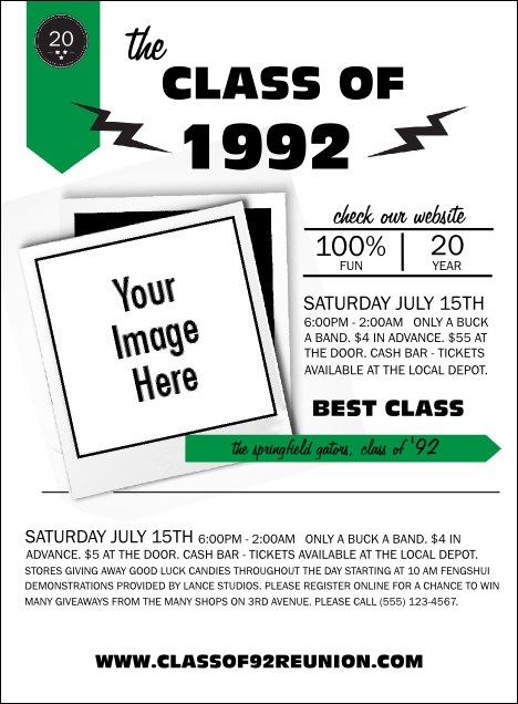 Class Reunion Mascot Green Invitation Product Front