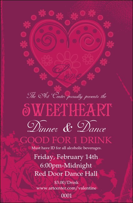 Valentine Heart Drink Ticket Product Front
