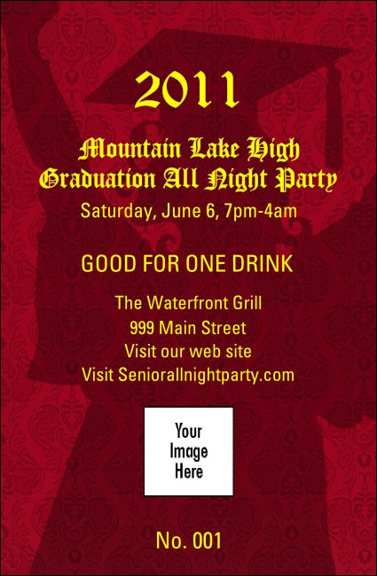 Cap and Gown Drink Ticket Logo Product Front