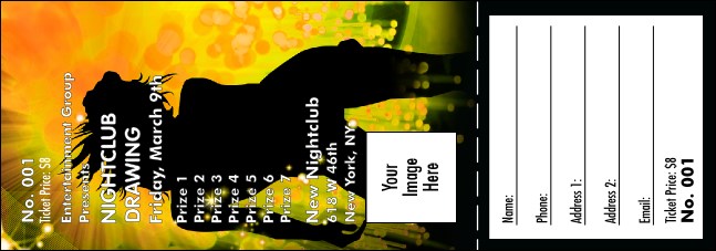 Nightclub Yellow Raffle Ticket Product Front