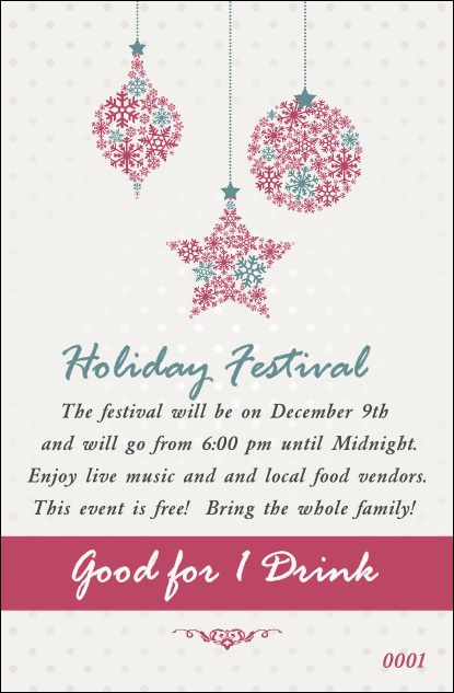 Snowflake Ornament Drink Ticket Product Front