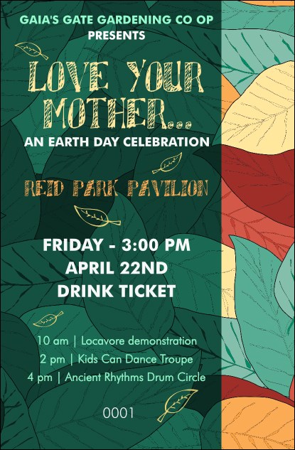 Earth Day Organic Drink Ticket Product Front