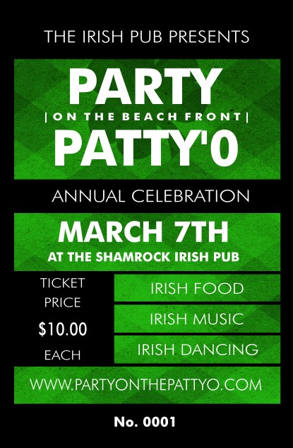 St. Patrick's Day Plaid Drink Ticket Product Front