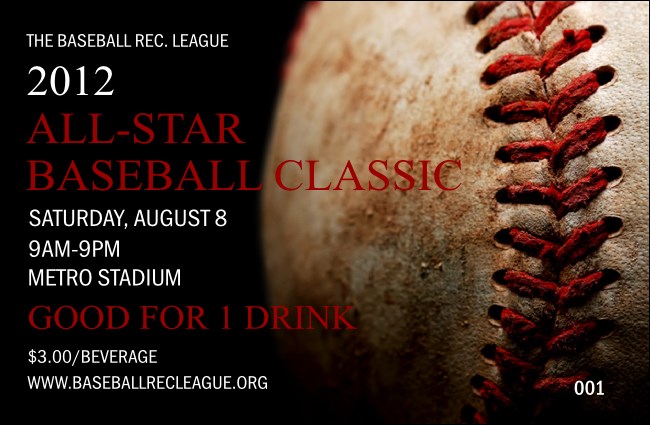 Baseball Stiches Drink Ticket