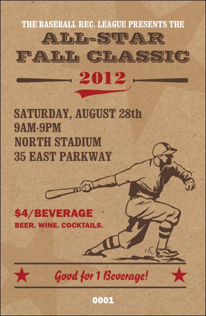 All Star Retro Baseball Drink Ticket