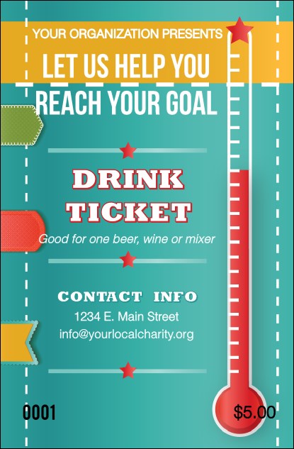 Fundraising Thermometer Drink Ticket Product Front