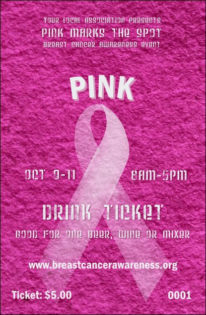 Breast Cancer Pink Ribbon Drink Ticket Product Front